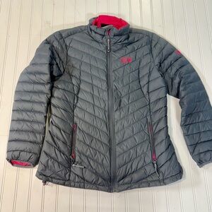 Mountain Hardwear Gray and Pink Puffer Jacket